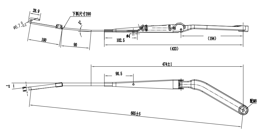 GBCQ05L Chongqing665 Hook type left wiper arm
