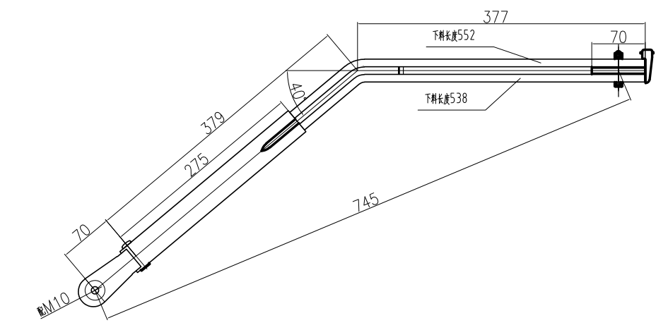  GBFJK11 Imitation imported double round tube inverted right wiper arm (40 degrees, small hole)