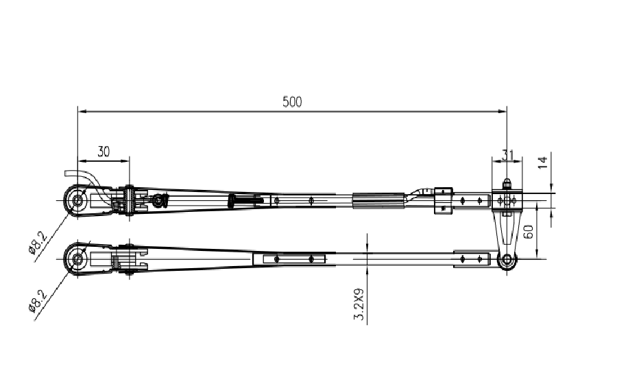GBSG40b1 Small Double Bar wiper arm