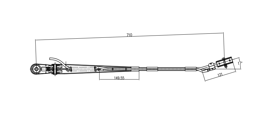 GBZX20 710mm Middle-sized right wiper arm（17°）