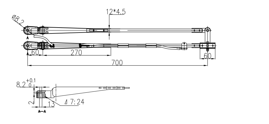 GBSG20 700mm Double Bar left wiper arm