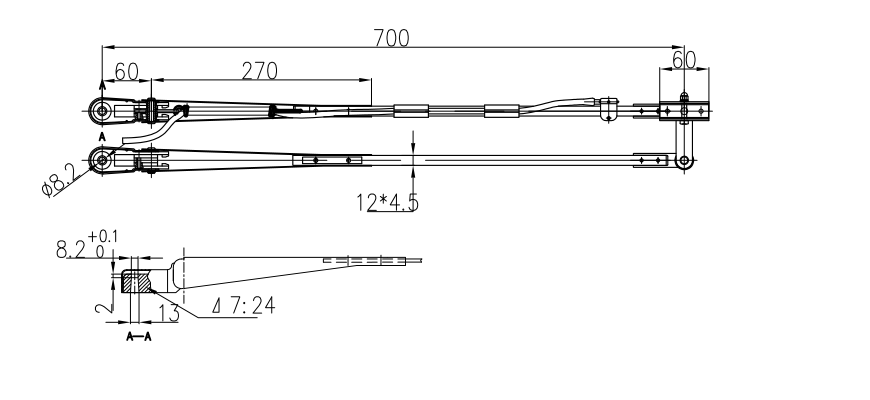 GBSG21 700mm Double Bar left wiper arm